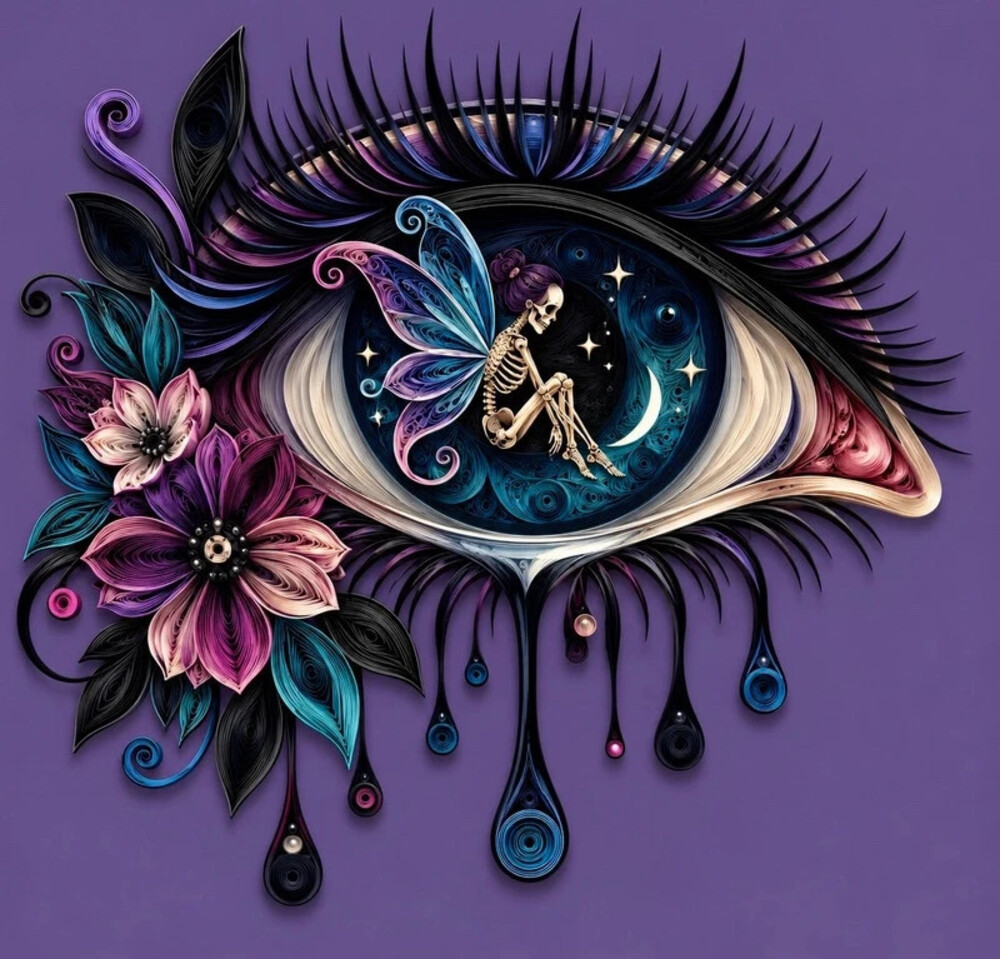 8x8 Framed Skeleton Fairy Eye Art Print